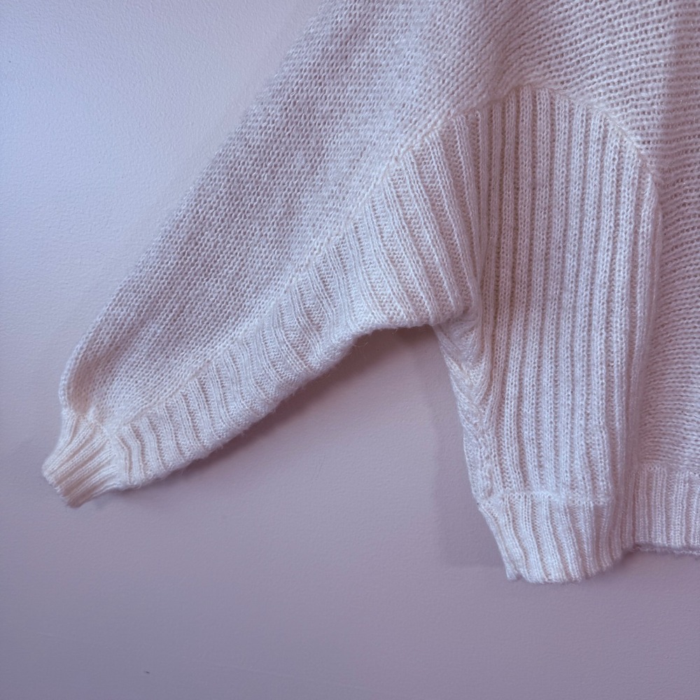 Vintage Cream Knit Mock Neck Sweater Button Back Batwing Dolman Women M - Picture 5 of 9